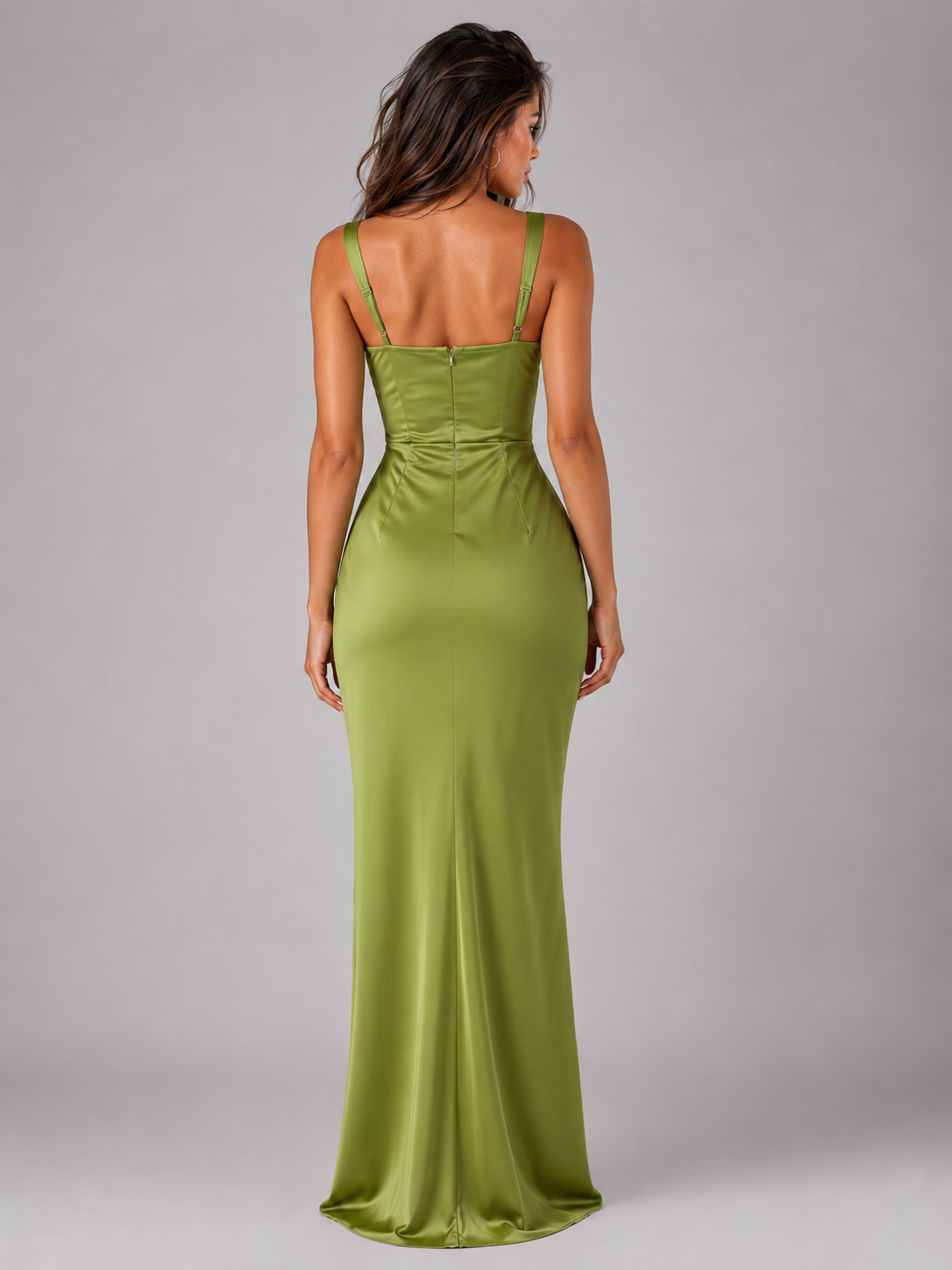 The Ondine – Women's Satin Ruched Evening Maxi Dress | Huna