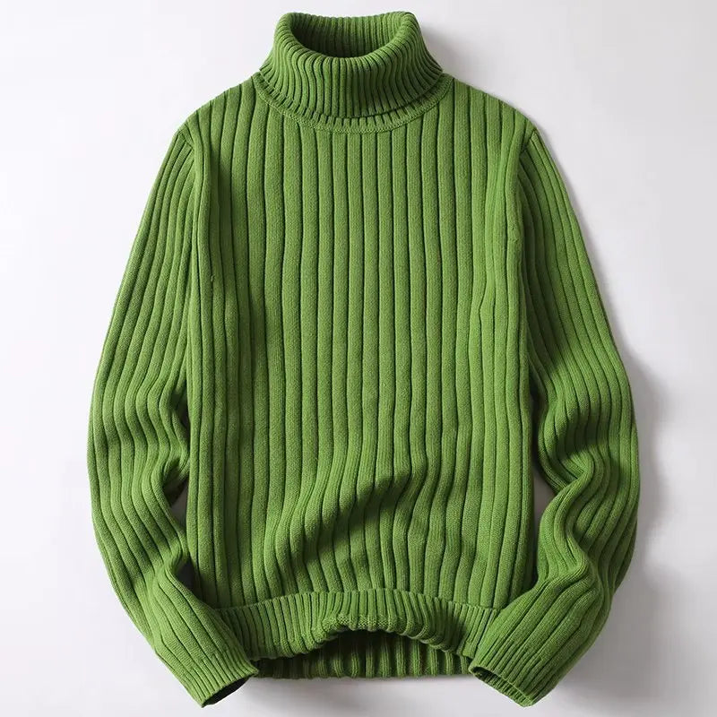 Women's Thick Ribbed Roll Neck Jumper – warm structured knit – product view 4