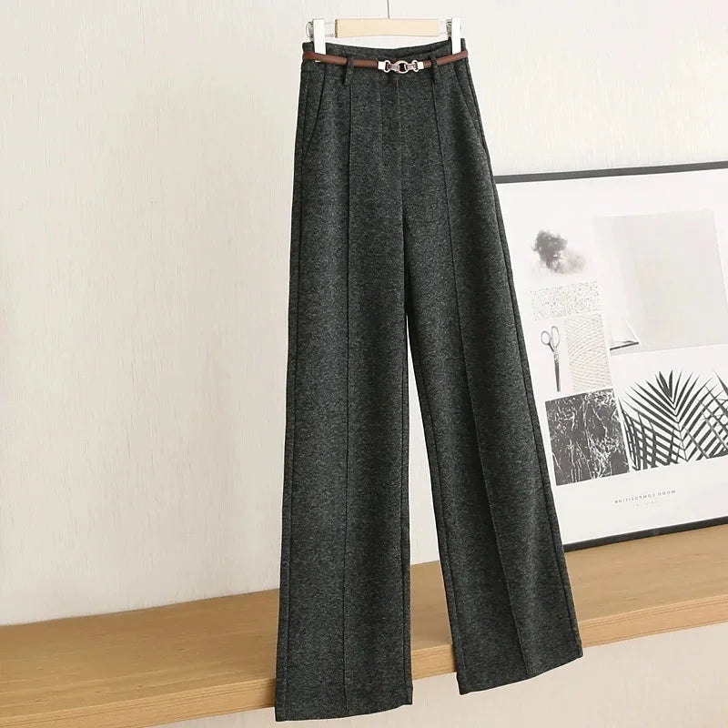 Women's Wool Straight Leg Trousers UK – tailored warm fit, view 4