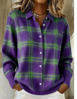 Women's Soft Cardigan UK – Check Pattern | The Maria | Huna