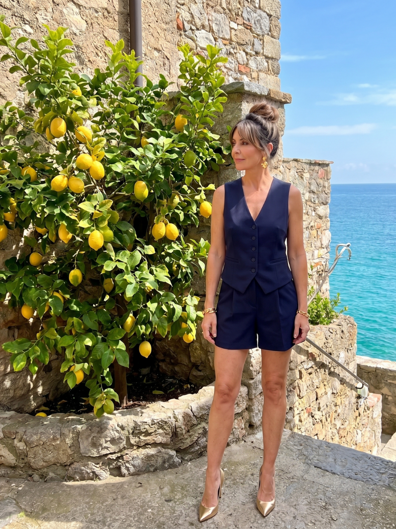 Women's Tailored Vest & Shorts Set – Co-ord | The Subane | Huna