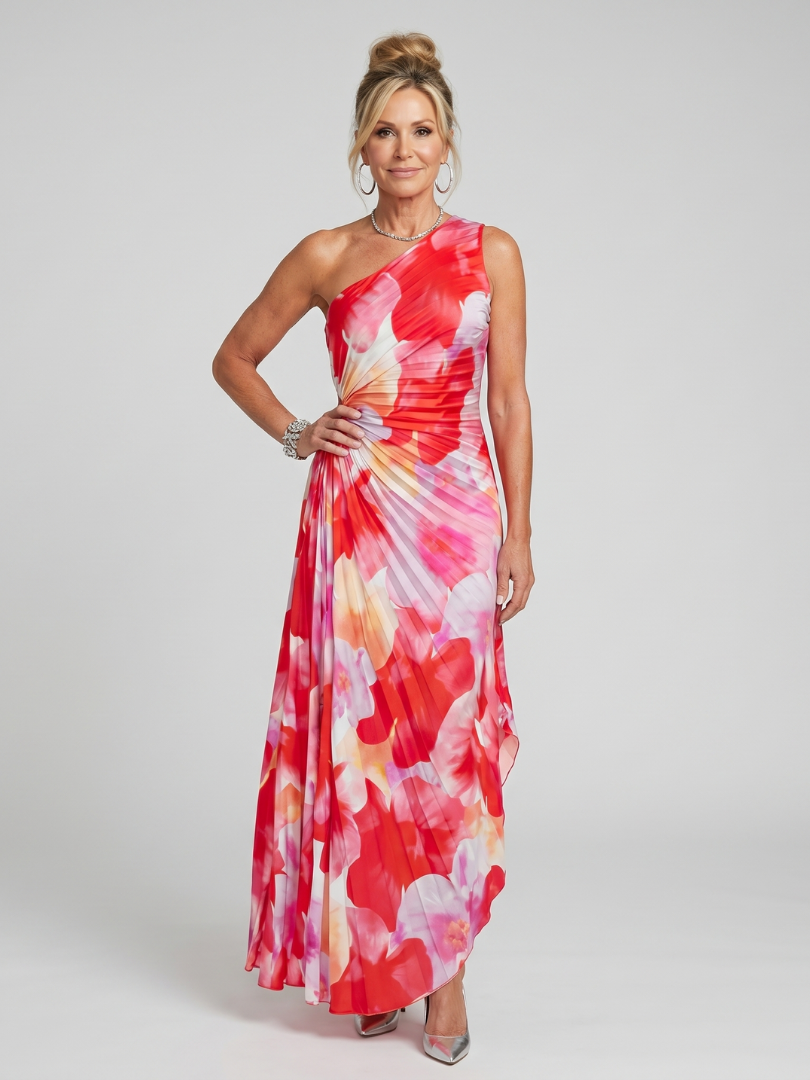 Taya – Women's One Shoulder Midi Dress | Huna