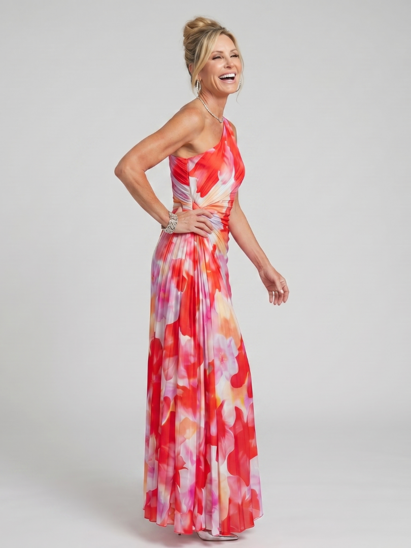 Taya – Women's One Shoulder Midi Dress | Huna