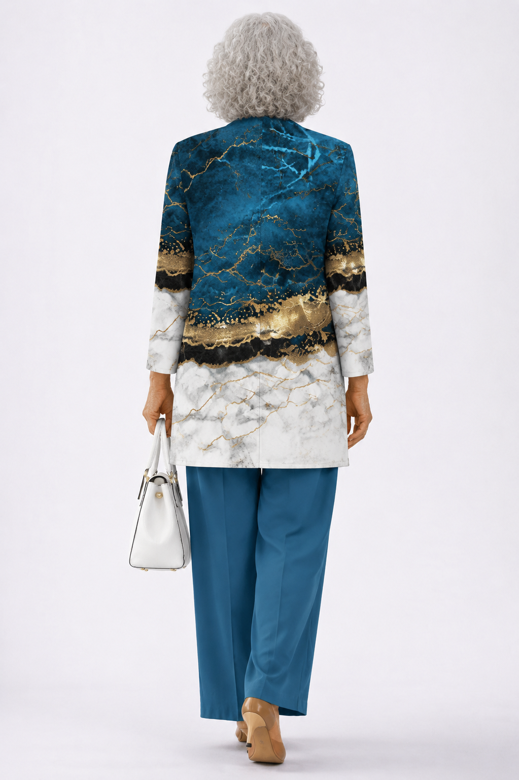Women's 3 Piece Set UK – Blue & Gold Marble | The Teresa | Huna