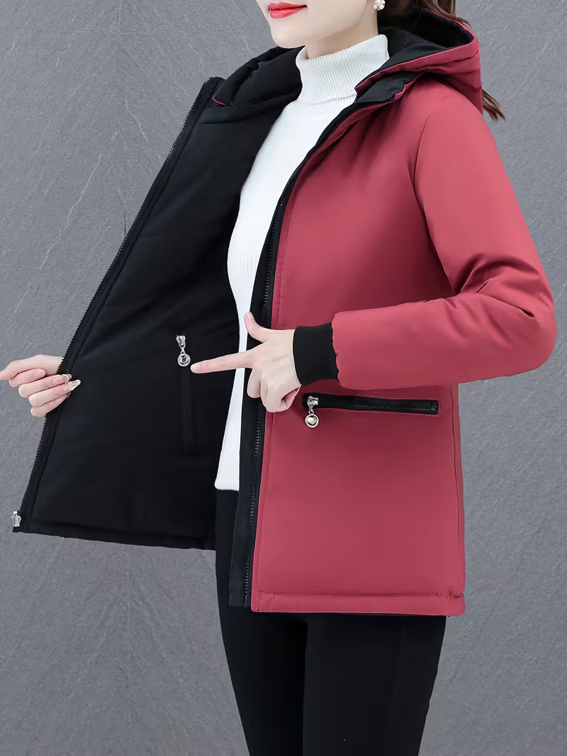 Women's Reversible Quilted Jacket UK – flexible hooded layer, view 6