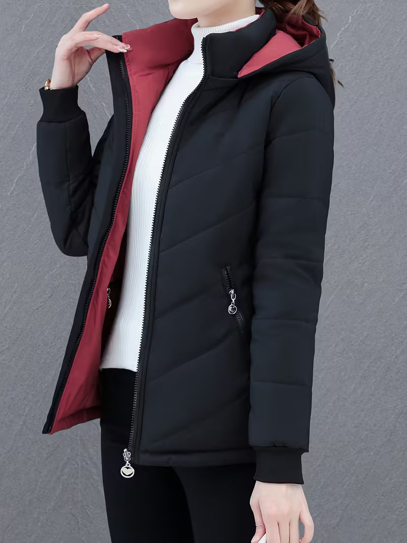 Women's Reversible Quilted Jacket UK – flexible hooded layer, view 1