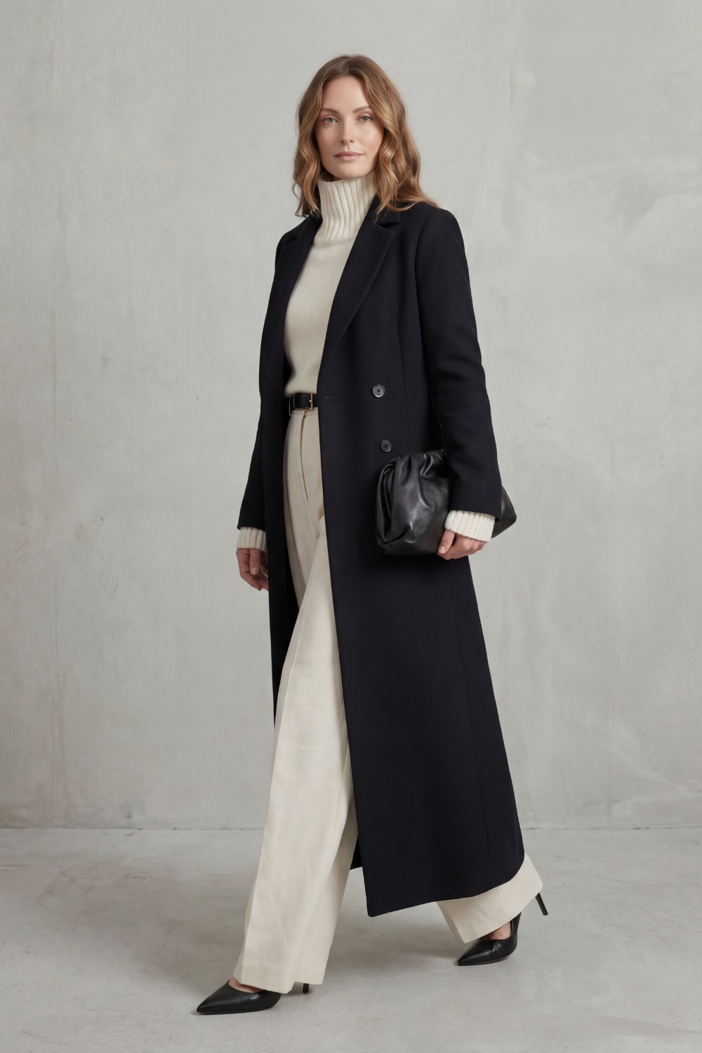Women's long wool coat – The Kalistae by Huna – view 3