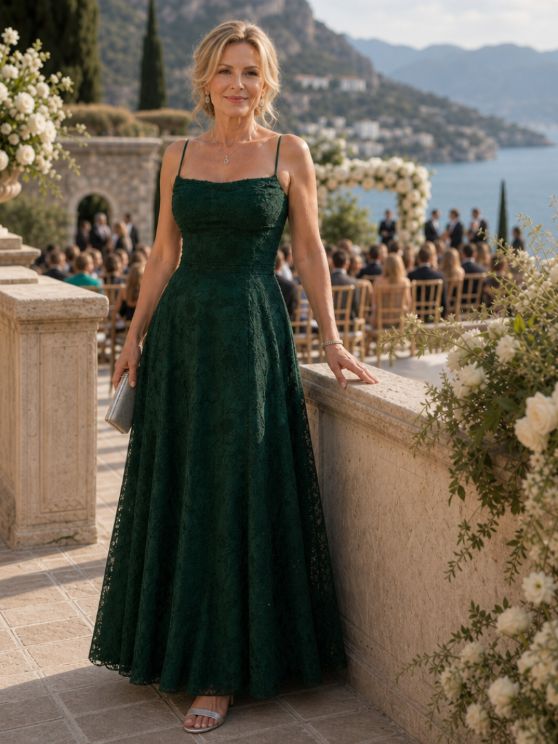 The Valenne – Women's Lace Wedding Guest Maxi Dress | Huna