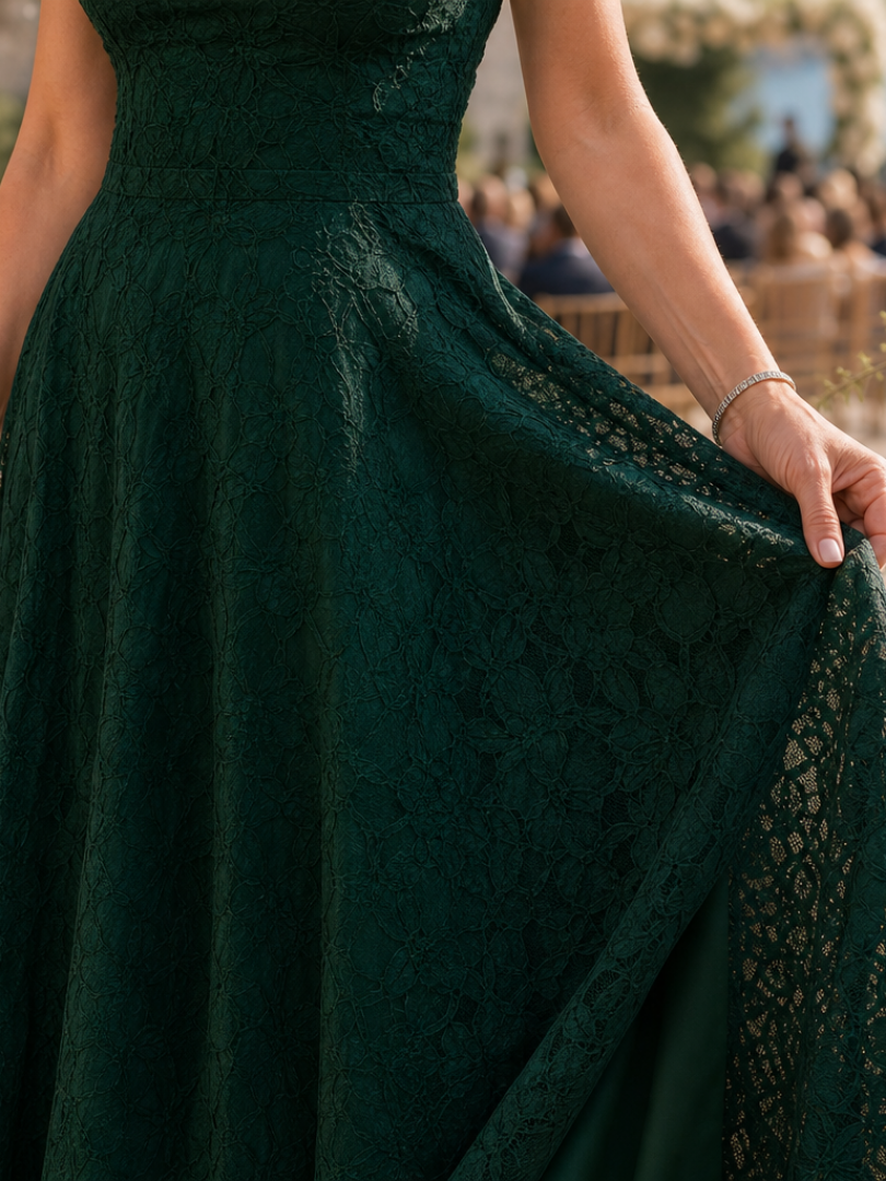 The Valenne – Women's Lace Wedding Guest Maxi Dress | Huna