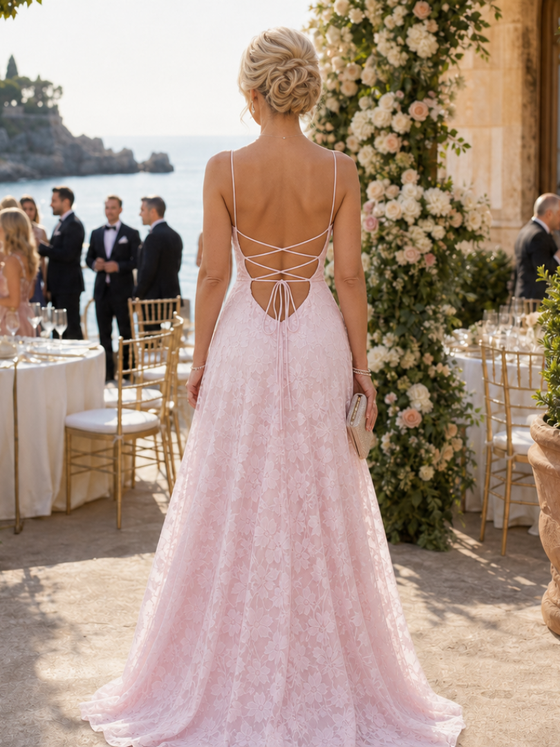 The Valenne – Women's Lace Wedding Guest Maxi Dress | Huna
