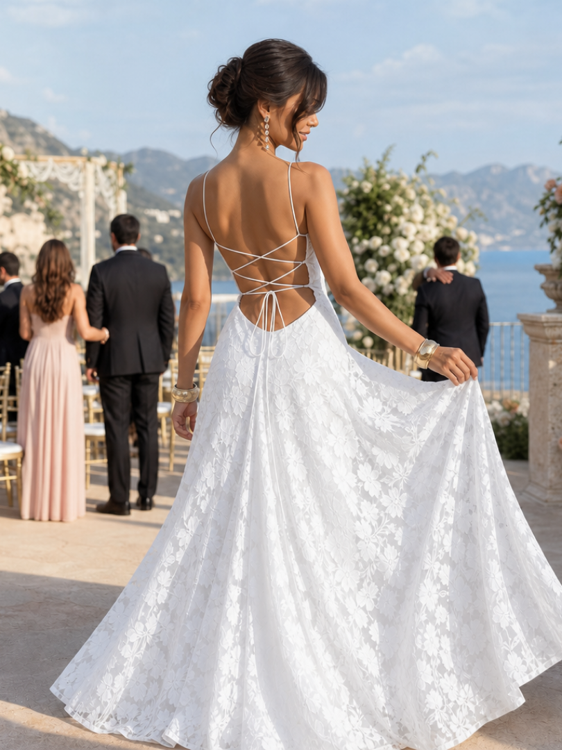 The Valenne – Women's Lace Wedding Guest Maxi Dress | Huna