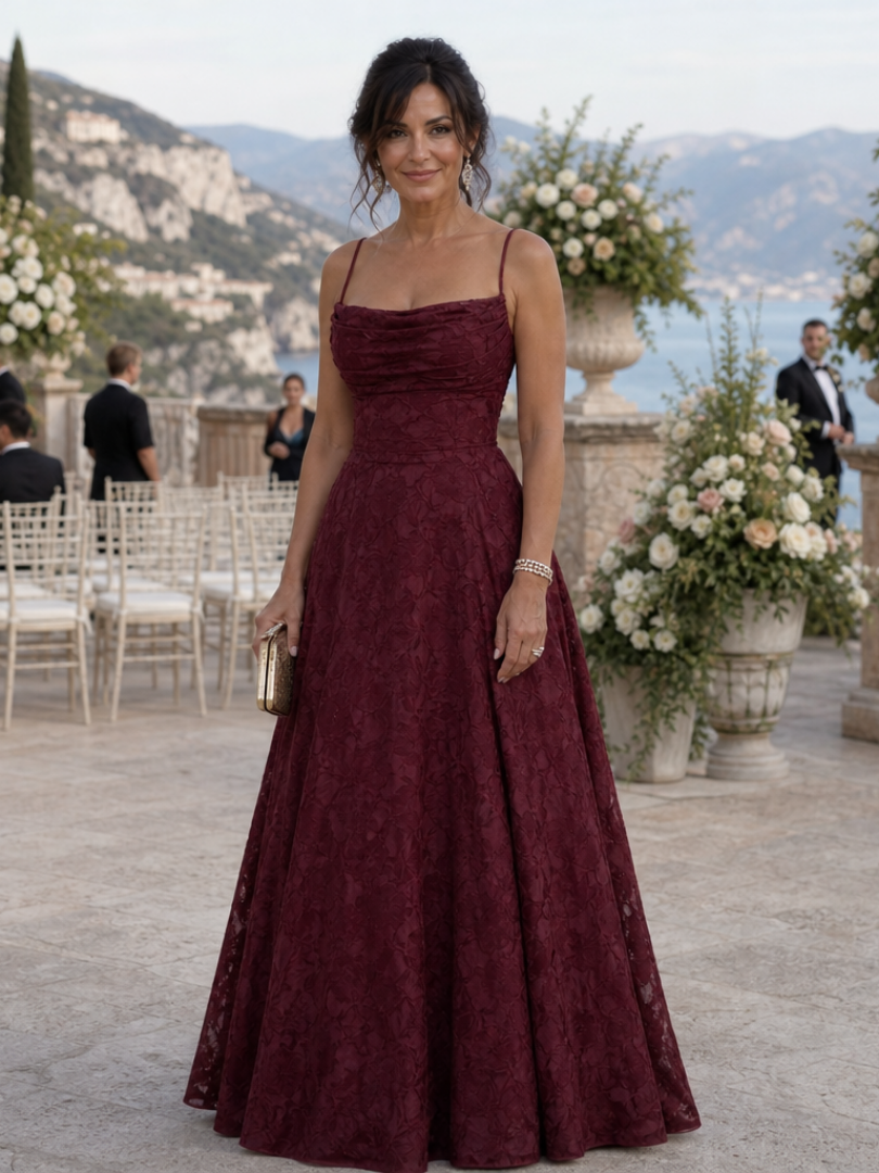 The Valenne – Women's Lace Wedding Guest Maxi Dress | Huna