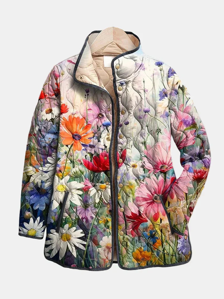 Women's Vintage Floral Quilted Jacket UK – Feminine Silhouette | The Marchetta | Huna