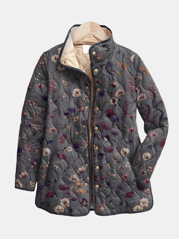 Women's Vintage Floral Quilted Jacket UK – Hip-Length Spring Fall | The Perdita | Huna