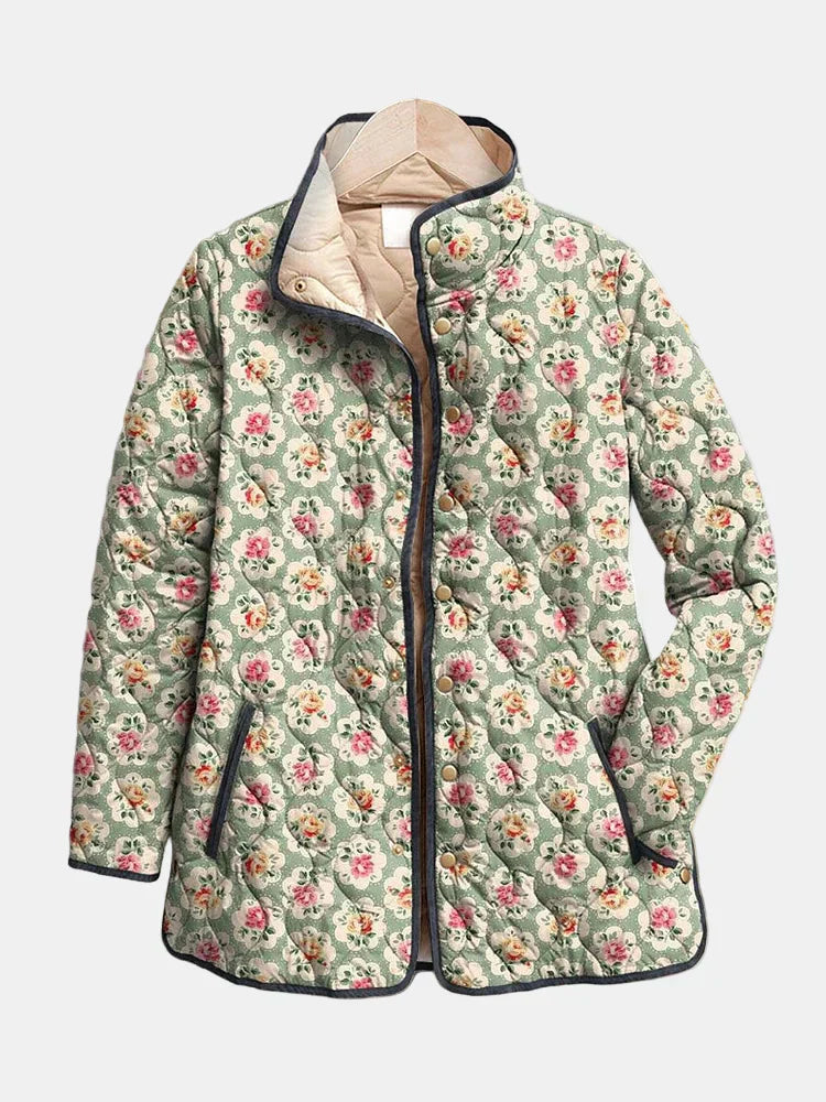 Women's Vintage Floral Quilted Jacket UK – Tailored Fit | The Ottavia | Huna