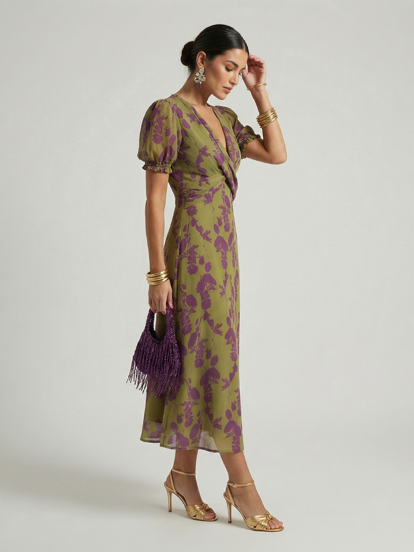 Virel – Women's Relaxed Floral Midi Dress | Huna