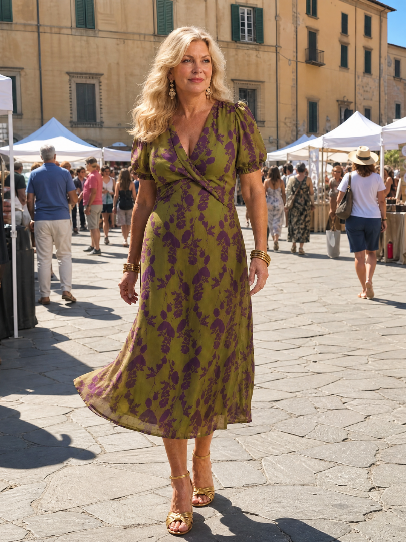 Virel – Women's Relaxed Floral Midi Dress | Huna