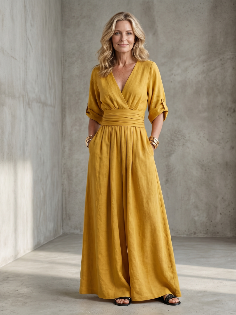 Women's Wide Leg Jumpsuit – Cross Front | The Wanda | Huna