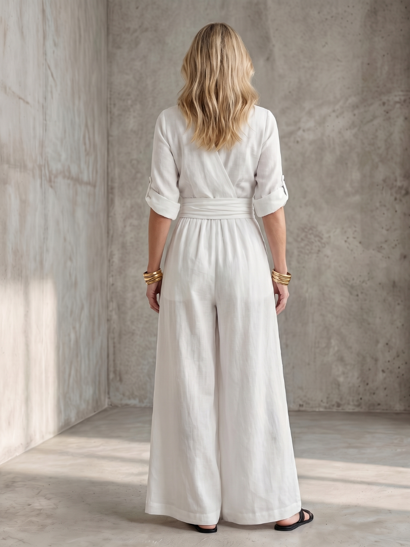 Women's Wide Leg Jumpsuit – Cross Front | The Wanda | Huna