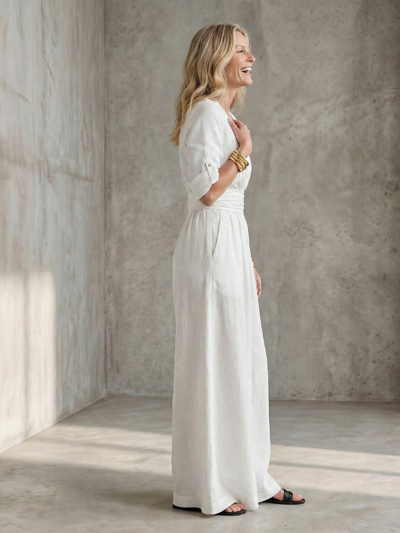 Women's Wide Leg Jumpsuit – Cross Front | The Wanda | Huna