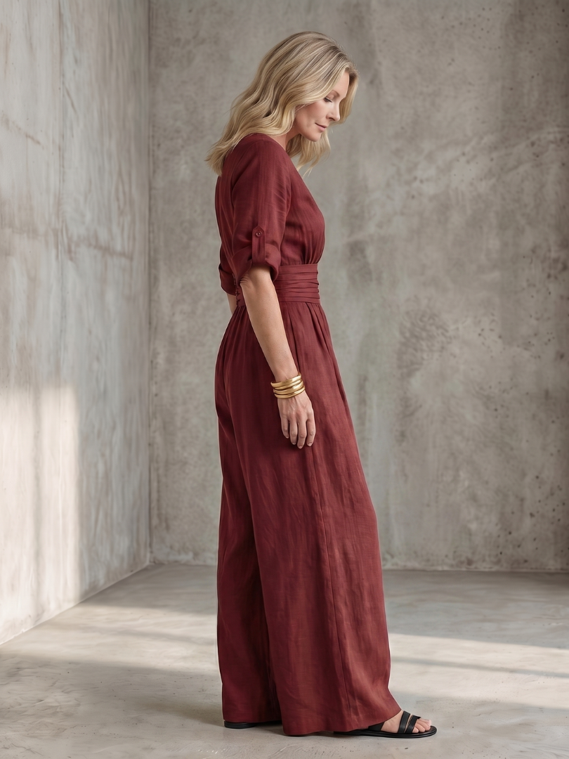 Women's Wide Leg Jumpsuit – Cross Front | The Wanda | Huna