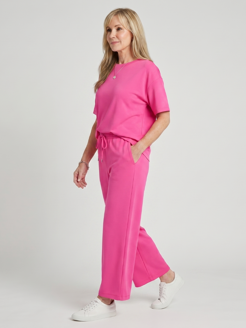 Women's Crew Neck Top & Straight Leg Pants Set – Co-ord | The Wihel | Huna