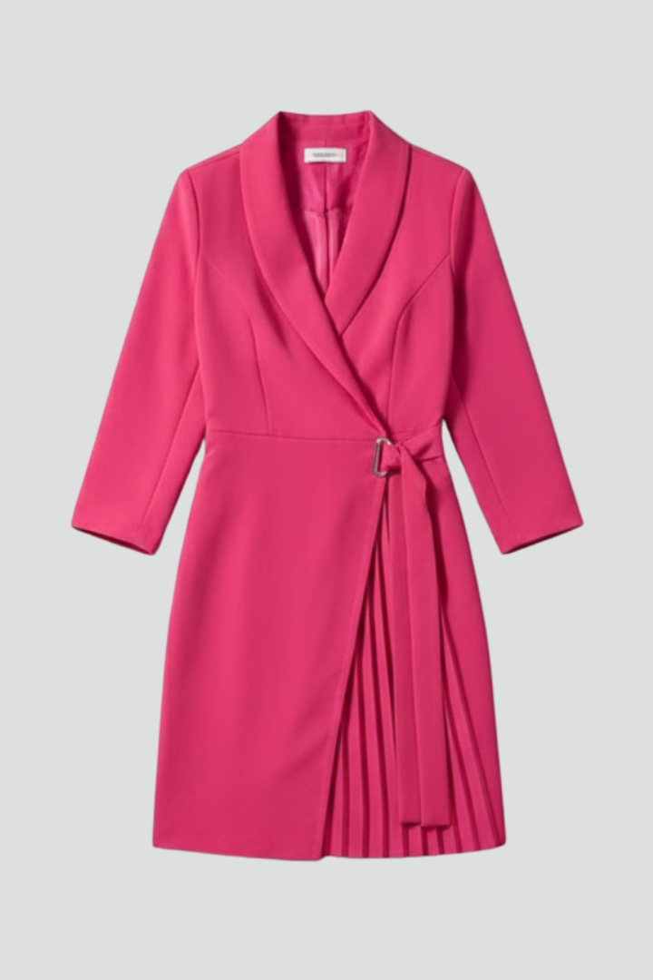 Women's Notched-Collar Blazer Dress with Sleek Straight Hem