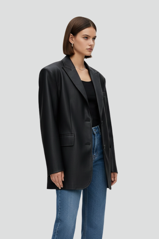 Women's Notched-Lapel Blazer with Secure Front Closure