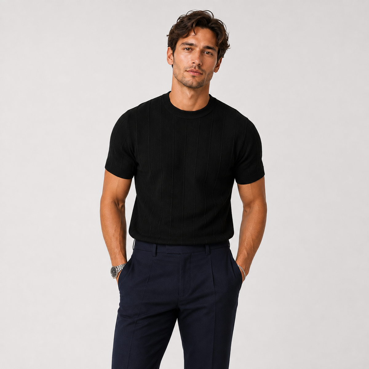 Men's knitted T-shirt – The Fraser by Huna – product view 5