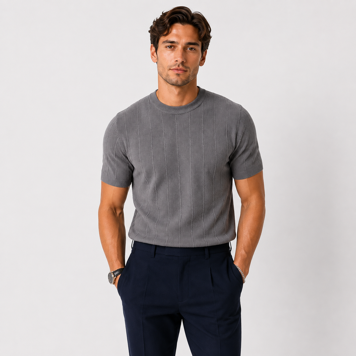 Men's knitted T-shirt – The Fraser by Huna – product view 1