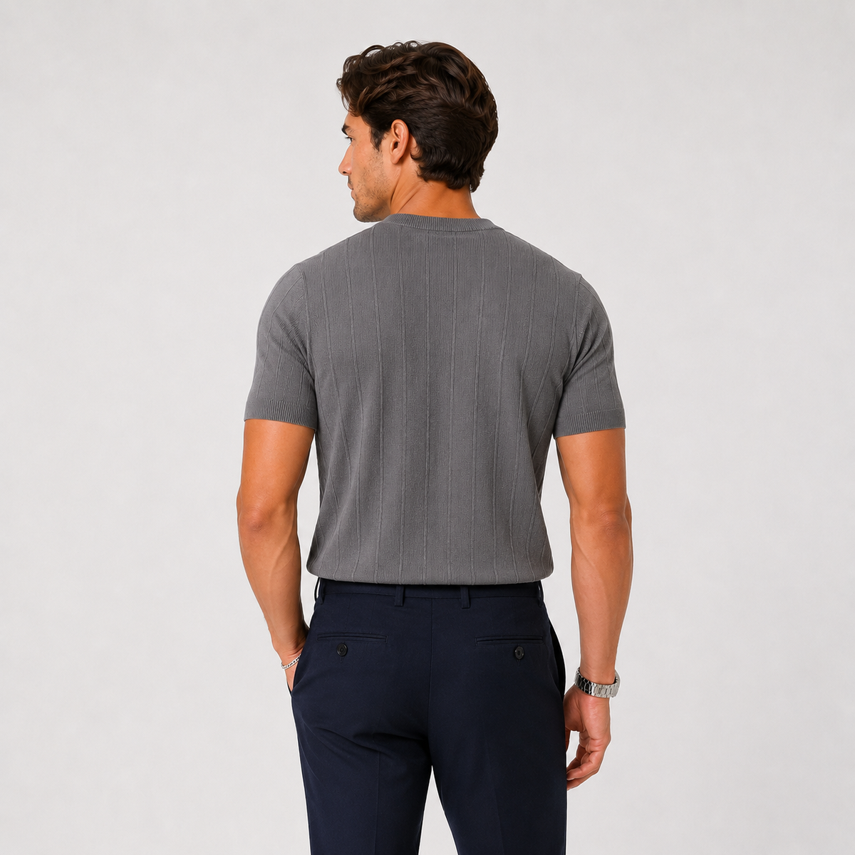 Men's knitted T-shirt – The Fraser by Huna – product view 4