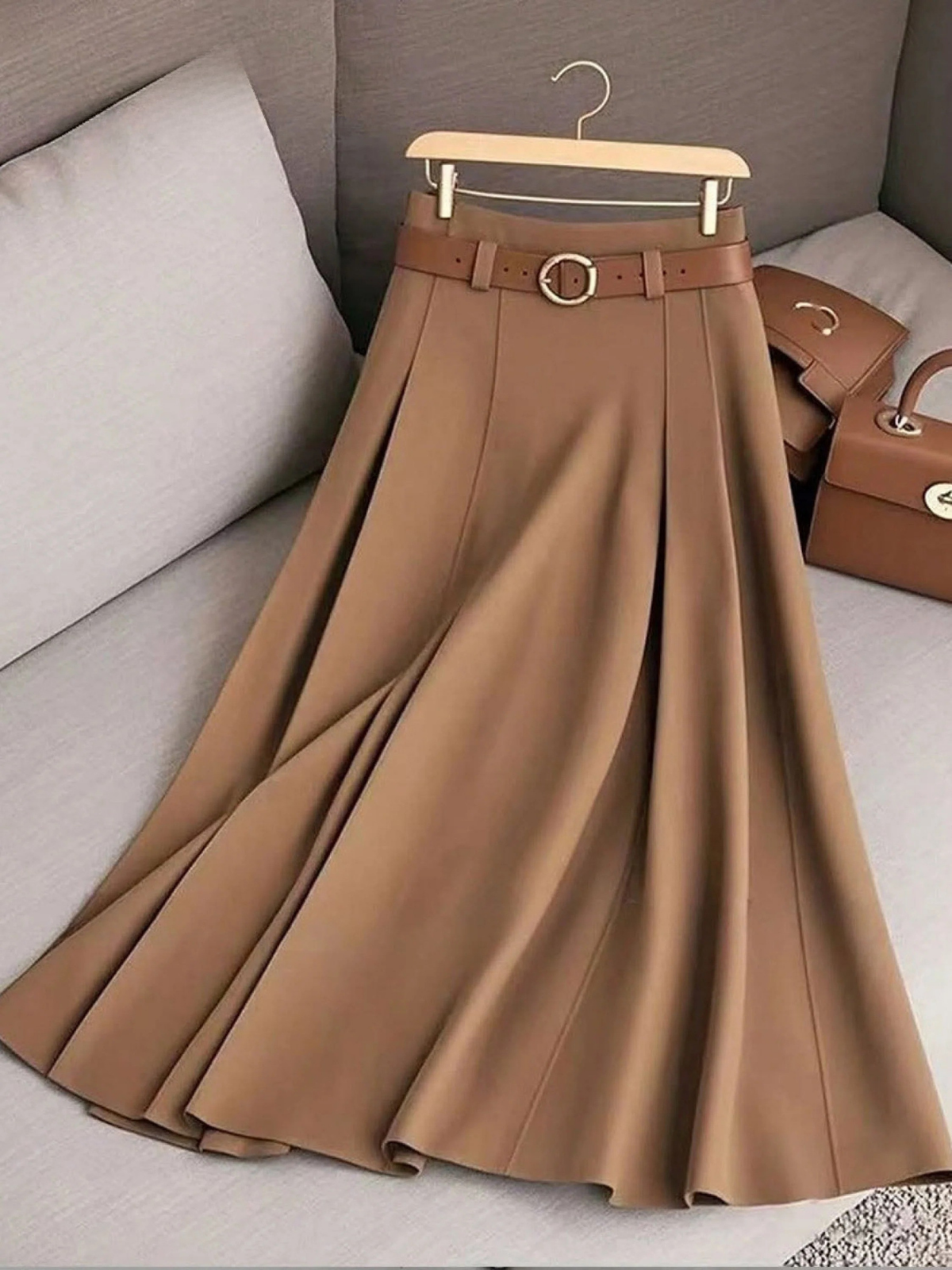 Women's A-Line Skirt UK – High Waist Cotton Blend | The Rosemary | Huna