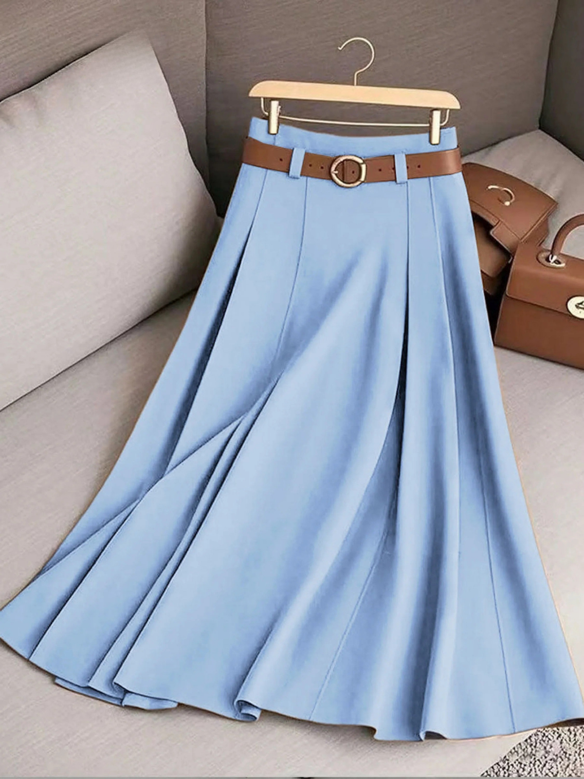 Women's A-Line Skirt UK – High Waist Cotton Blend | The Rosemary | Huna