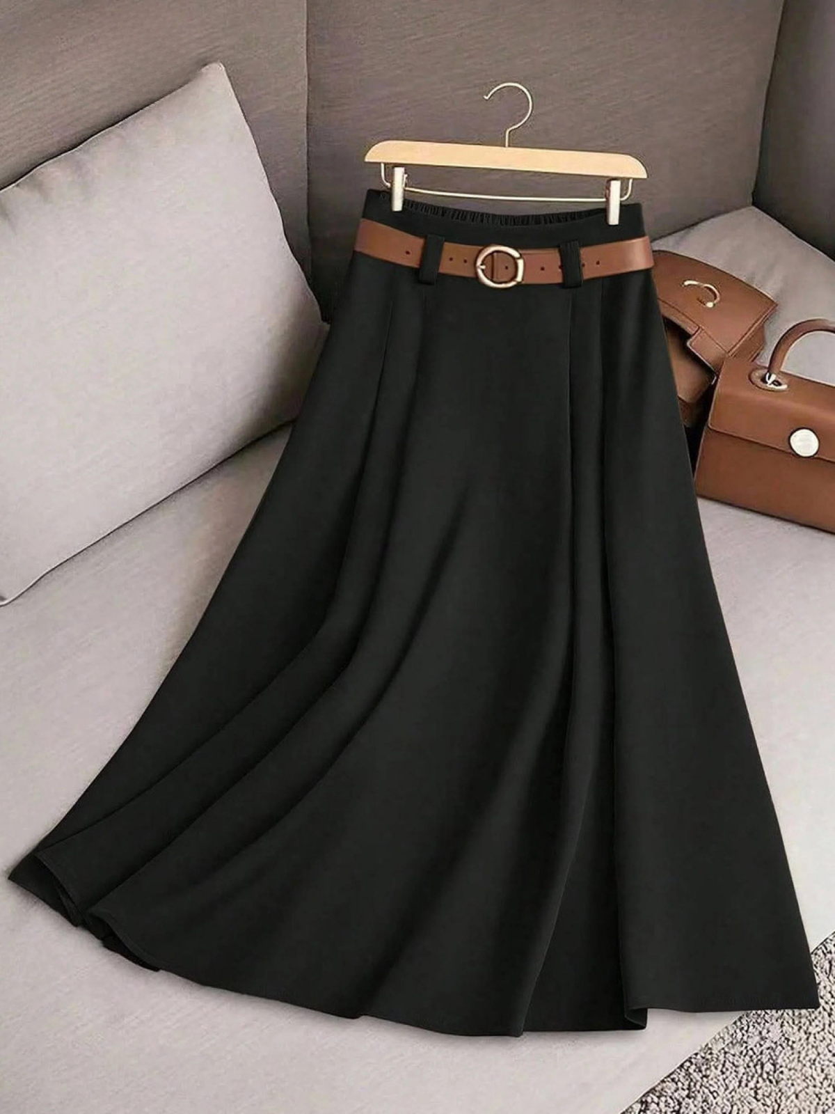 Women's A-Line Skirt UK – High Waist Cotton Blend | The Rosemary | Huna