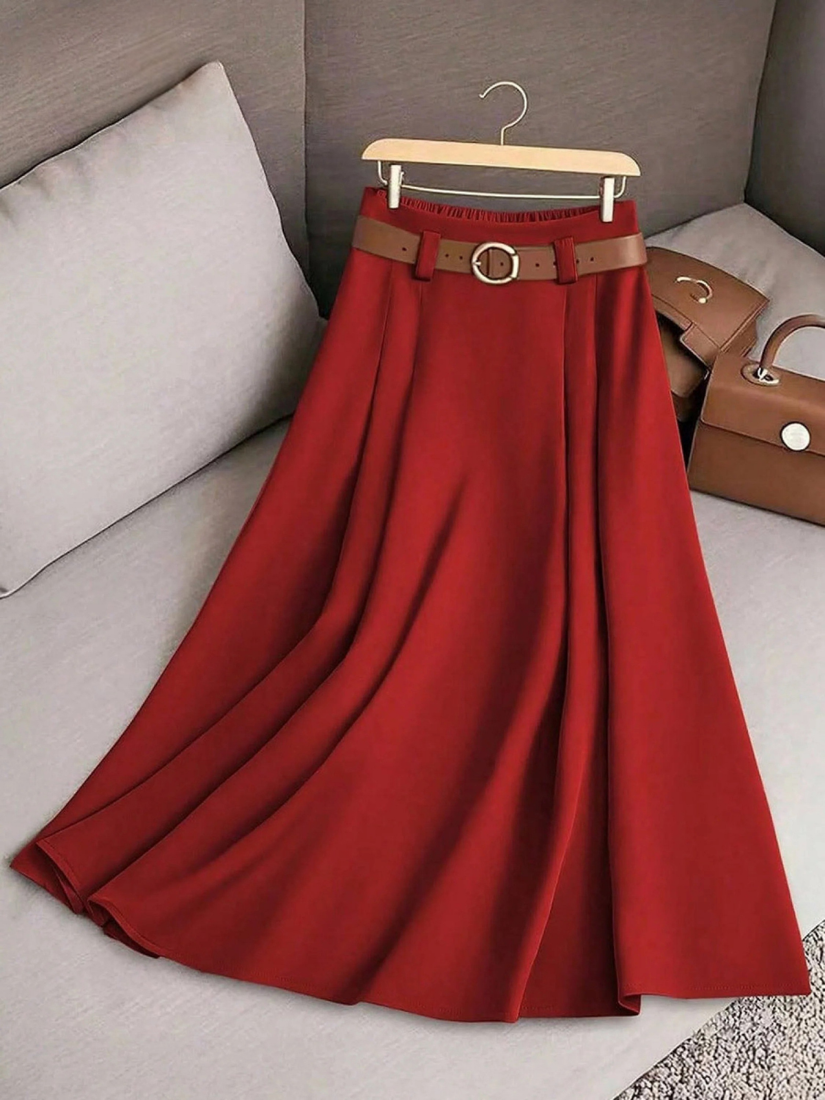 Women's A-Line Skirt UK – High Waist Cotton Blend | The Rosemary | Huna