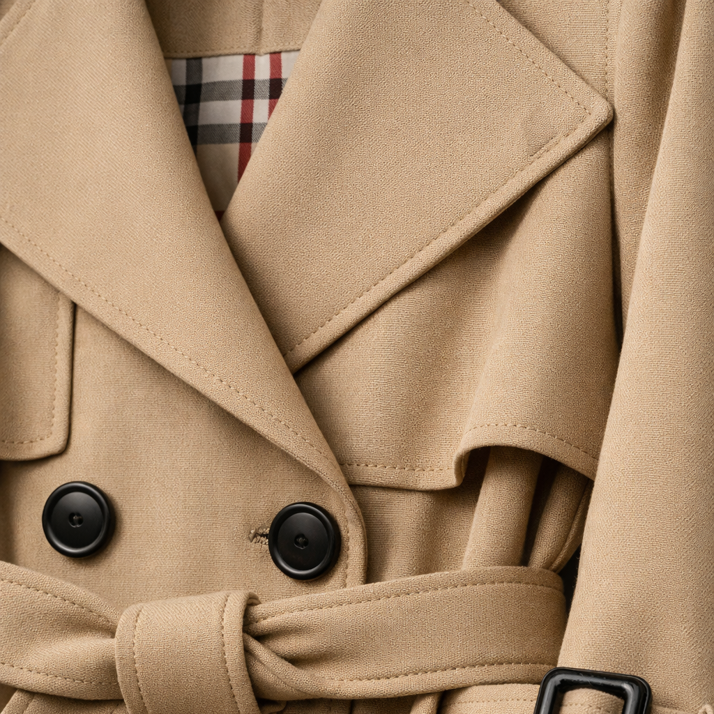 Women's Long Trench Coat UK – belted tailored fit, view 3