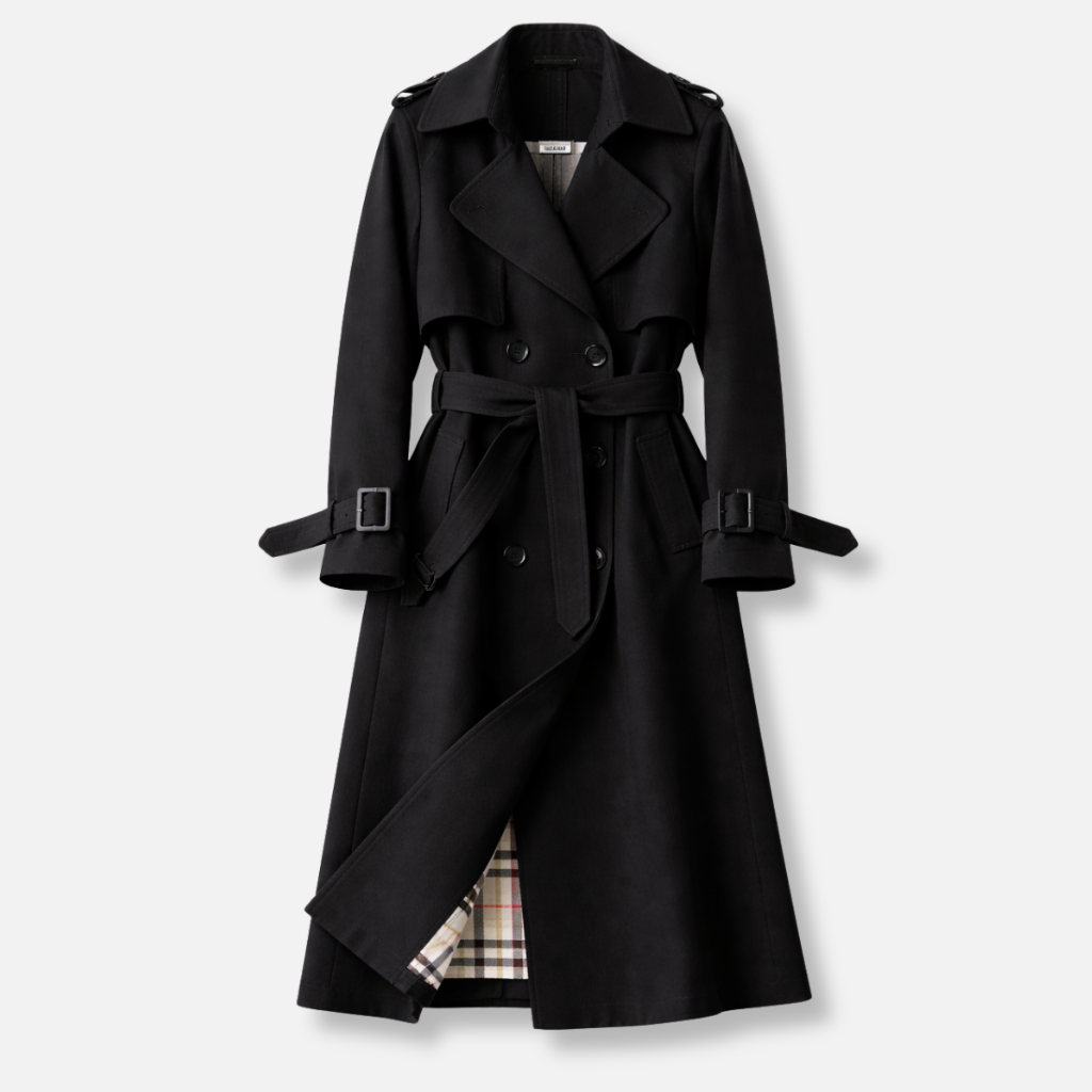 Women's Long Trench Coat UK – belted tailored fit, view 8