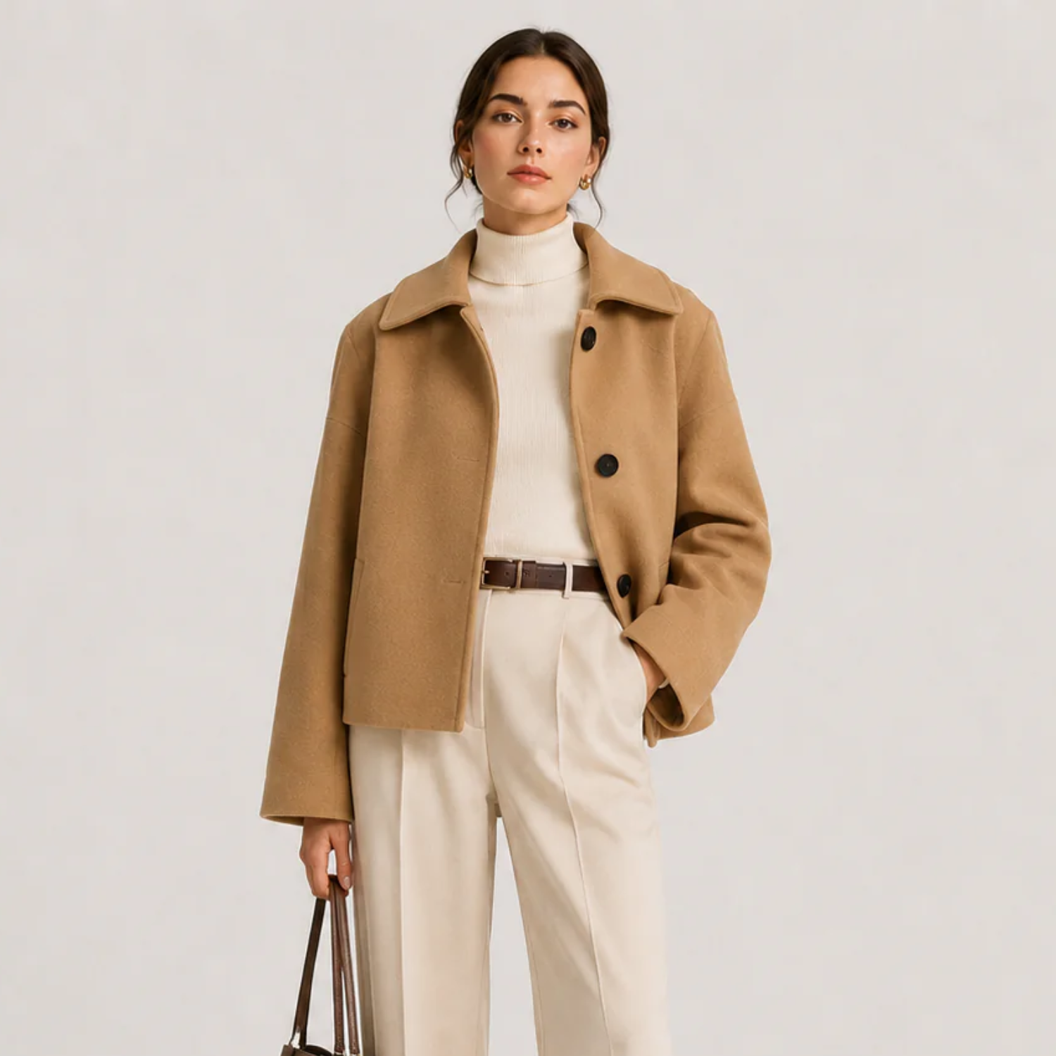Women's Button Front Jacket Relaxed Fit Timeless Outerwear 0