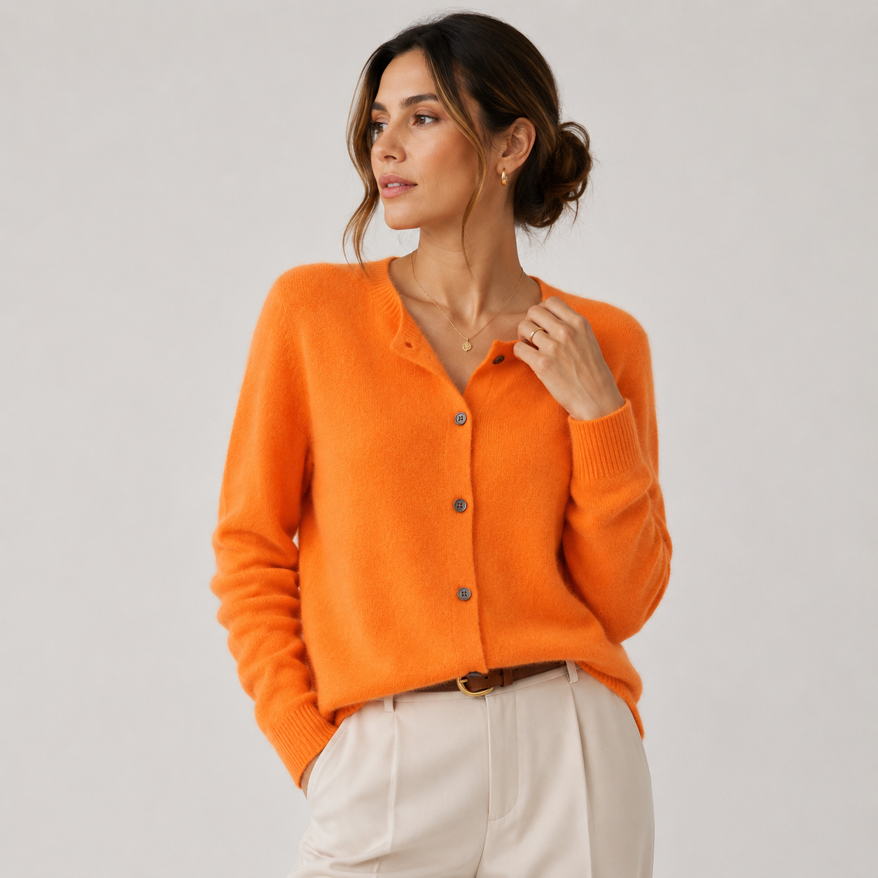 Women's Cashmere Look Cardigan Soft Button Front Knit Sweater 11