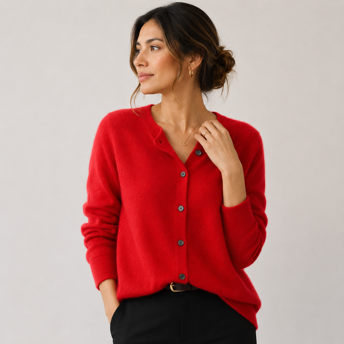 Women's Cashmere-Feel Cardigan UK – Soft Button Front Knit | The Elspeth | Huna