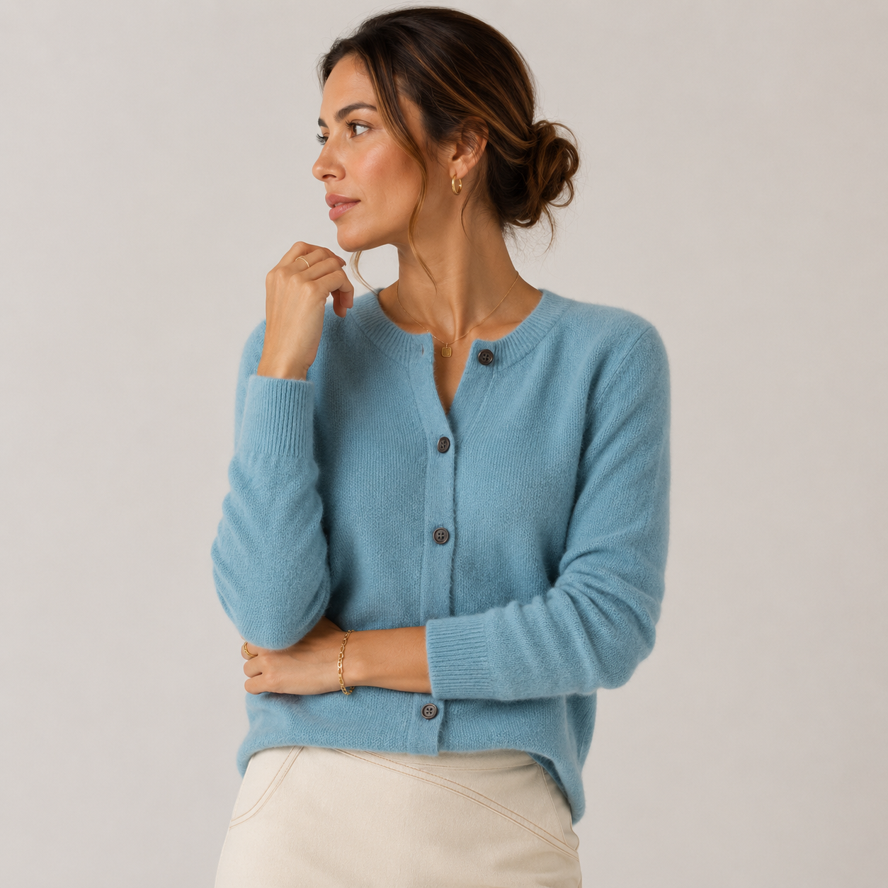 Women's Cashmere Look Cardigan Soft Button Front Knit Sweater 5