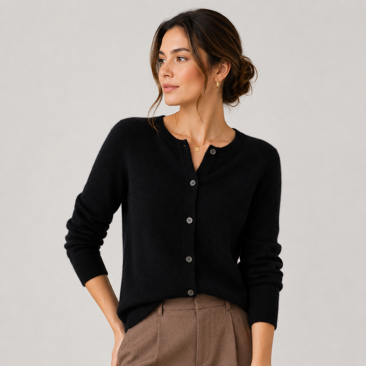 Women's Cashmere Look Cardigan Soft Button Front Knit Sweater 7
