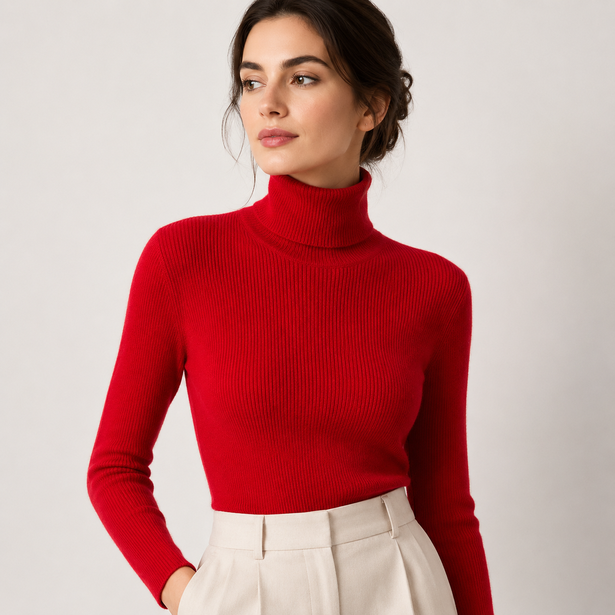 Women's Cashmere Look Turtleneck Lightweight Warm Knit Pullover 5