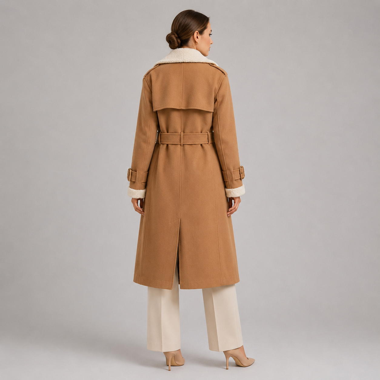 Women's Classic Lapel Collar Coat Elegant Long Winter Jacket 3