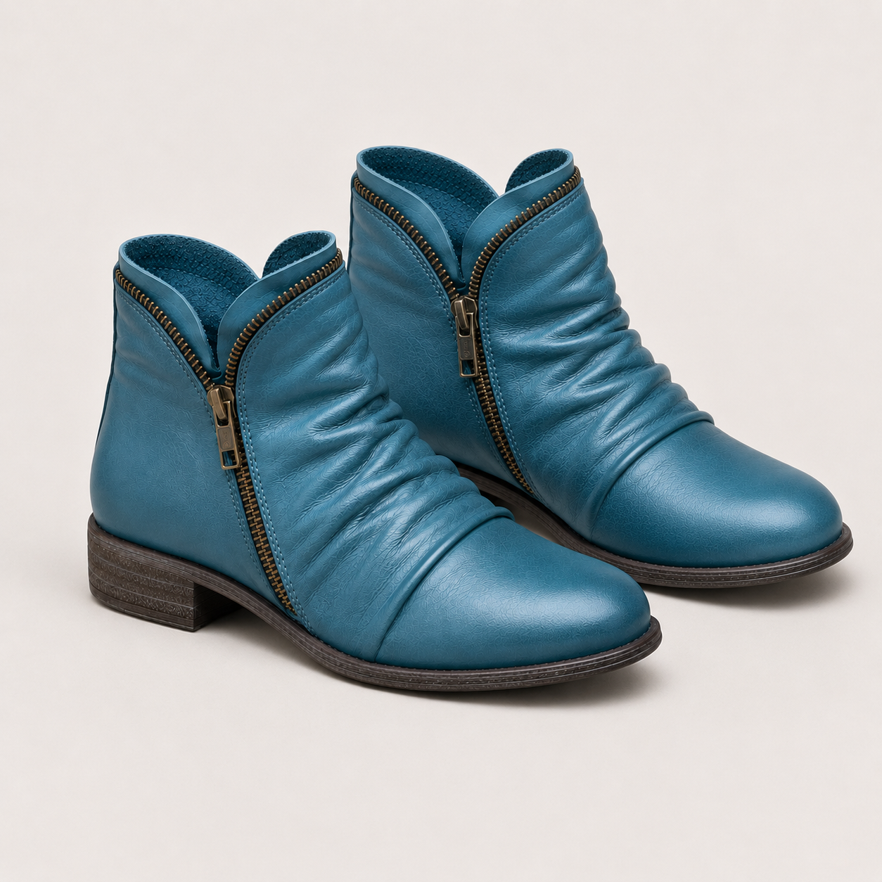 Women's Comfortable Ankle Boots with Leather Look and Side Zipper 6