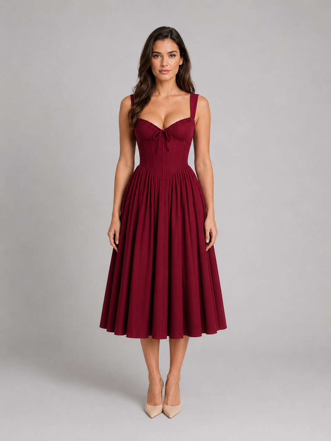 Women's Corset Pleated Midi Dress UK – Occasion – The Corentine – image 1