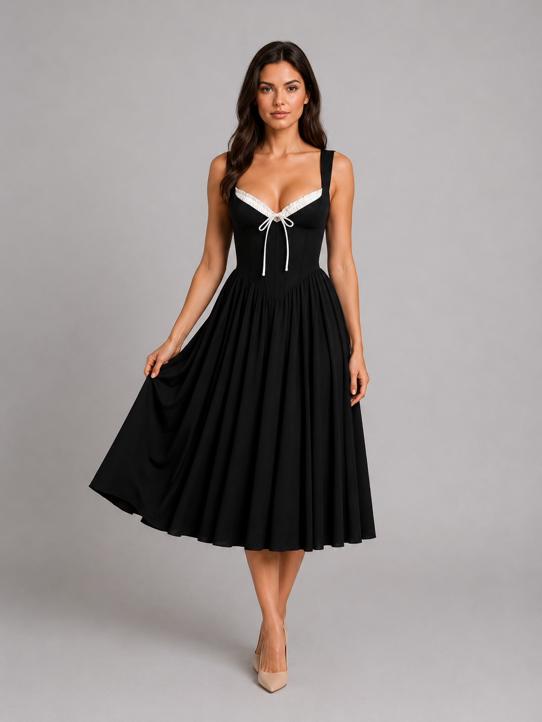 Women's Corset Pleated Midi Dress UK – Occasion – The Corentine – image 5