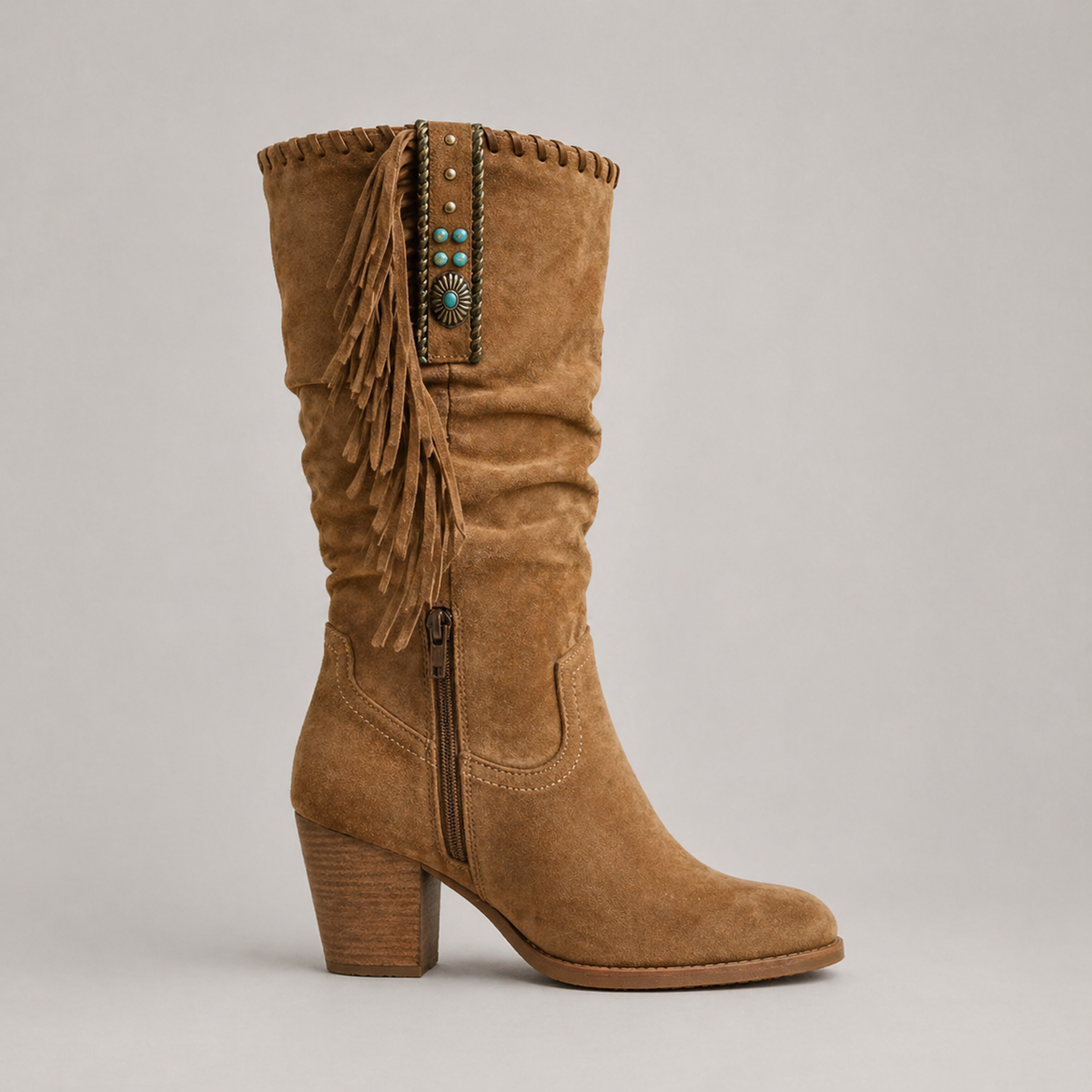 Women's Fringe Cowboy Boots – western mid-calf style, view 2 | The Inessa | Huna