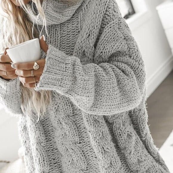 Women's Cozy Knitted Turtleneck Sweater UK – Elegant Relaxed Fit | The Bronwyn | Huna