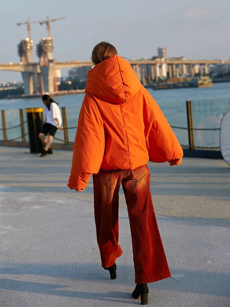 Women's Cozy Orange Parka Jacket UK – Oversized Warm Winter | The Renata | Huna